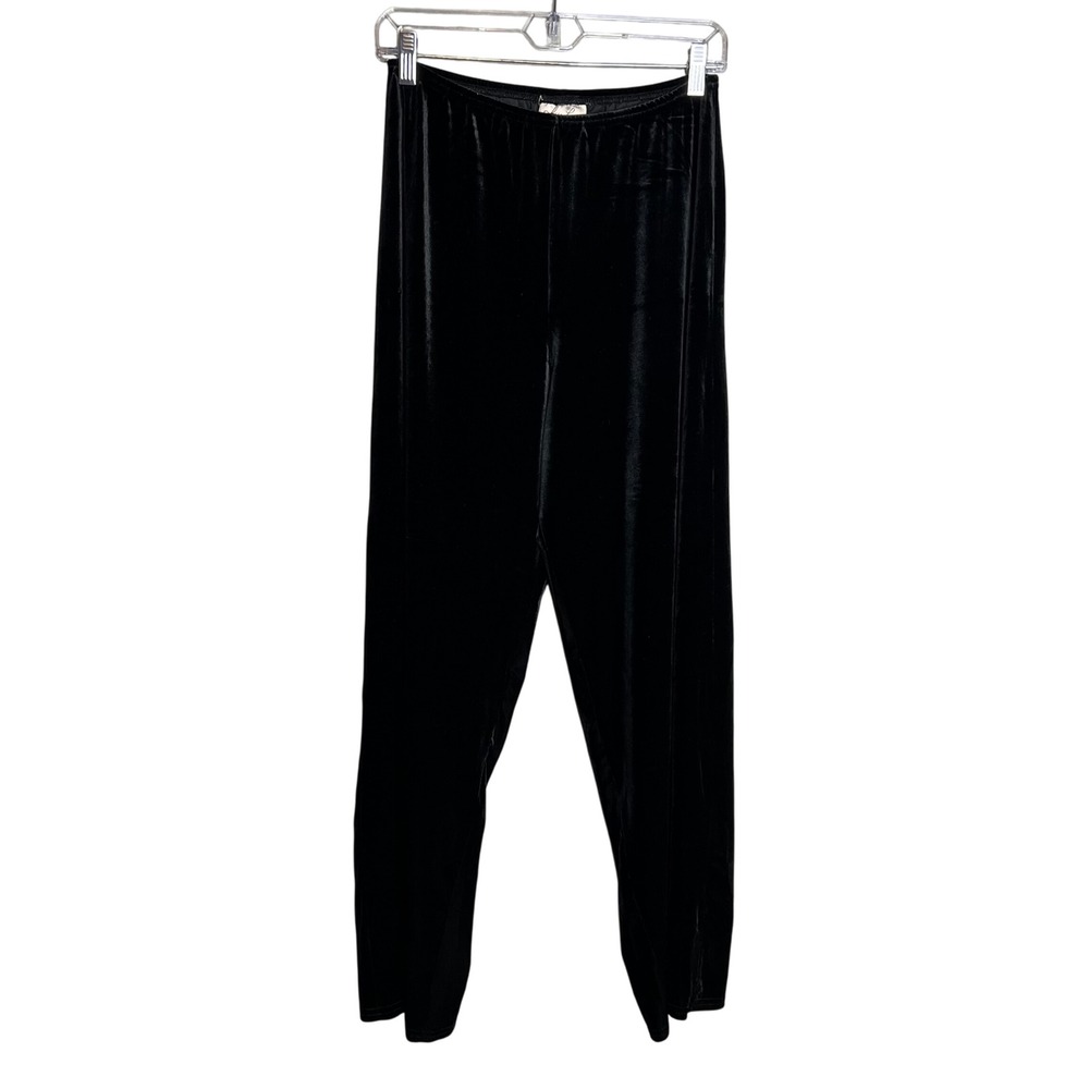 Kathie Lee Wide Leg Velvet Pants Size M Black Pull‎ On Classic Comfort Holiday